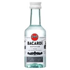 Front view of Bacardi Silver Rum bottle with clear liquid and label.