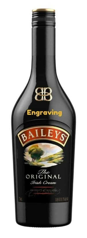 Front view of the Baileys bottle featuring a label design and slim shape.
