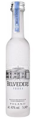 Front view of the clear glass bottle of Belvedere Vodka