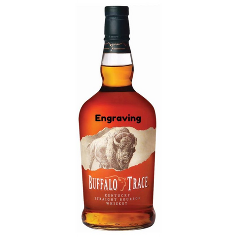 Buffalo Trace Bourbon front view with engraved label and amber color