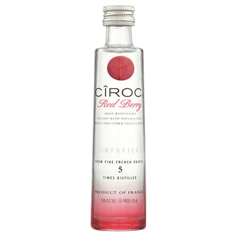 Front view of Cîroc Red Berry Vodka in a tall bottle with a gradient design.