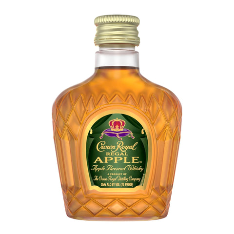 Front view of the Crown Royal Canadian Apple Whiskey bottle with a gold cap and green label.