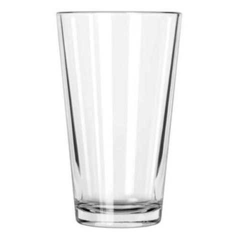 Front view of the clear highball glass with straight sides