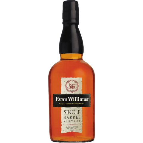 Front view of the amber bourbon whiskey bottle with a black cap and label design