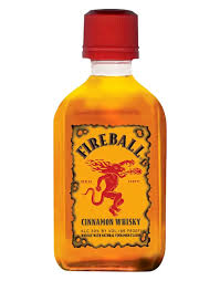Front view of Fireball Cinnamon Whiskey with a red cap and vibrant label