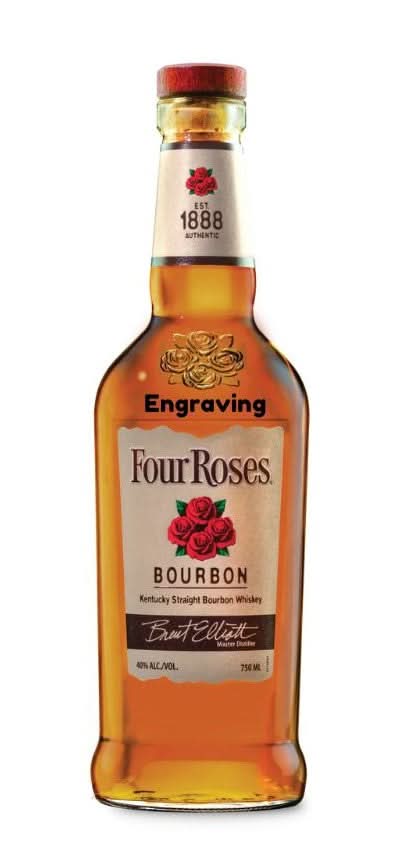 Front view of the Four Roses Straight Bourbon Whiskey 750ml with a label design and red cap on a white background.