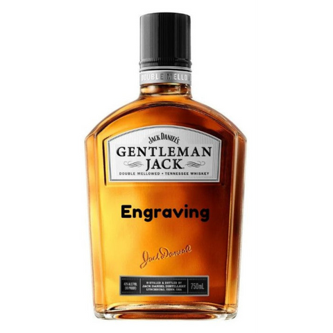 Front view of Gentleman Jack whiskey with an engraved label in a 750ml size.