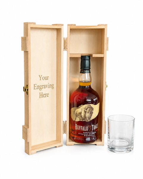 Buffalo Trace Bourbon Gift Set with Engraved Glass & Box