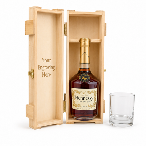 Hennessy VS Cognac Gift Set with Engraved Glass & Box