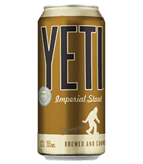 Front view of the Great Divide Yeti Imperial Stout can with bold lettering and yeti illustration.