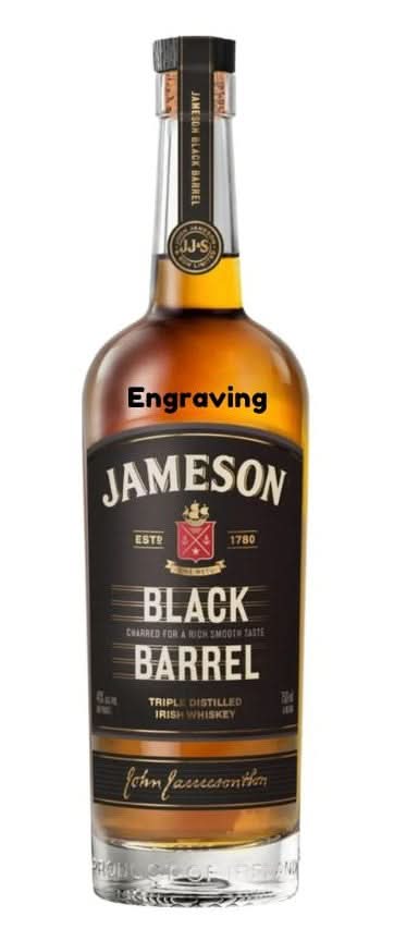 Front view of the Jameson Black Barrel Reserve Whiskey 750ml bottle.