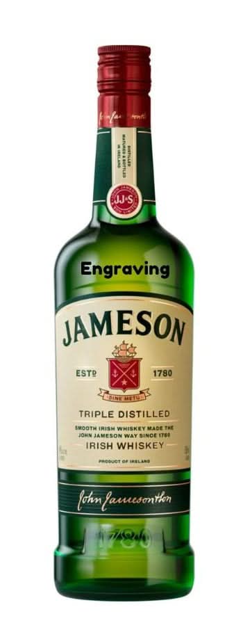 Front view of the Jameson Irish Whiskey 750ml bottle.