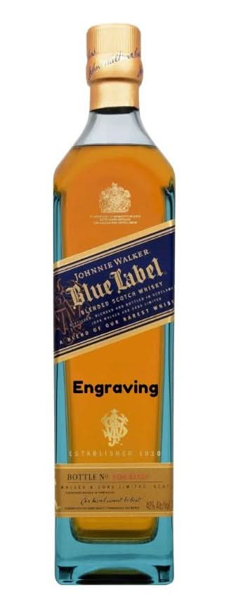 Front view of the whiskey bottle featuring a label design and gold cap