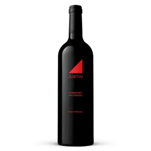 Justin Cabernet Sauvignon red wine bottle with minimalist label, front view