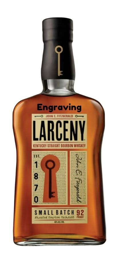 Larceny Straight Bourbon Whiskey 750ml bottle in amber color, front view.