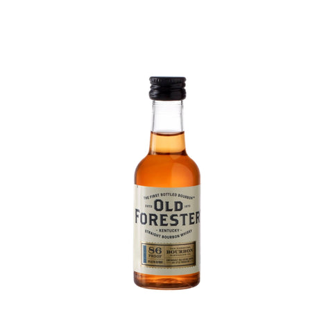 Old Forester Kentucky Bourbon Whiskey 50ml front view of the glass bottle with label