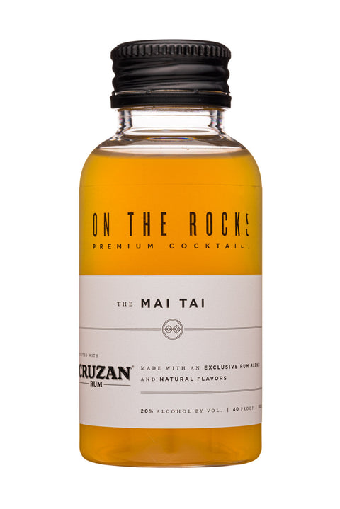 Front view of the On the Rocks Mai Tai cocktail bottle with a white background