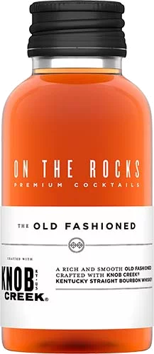 Packaging view of the On the Rocks Old Fashioned cocktail bottle with a transparent design.